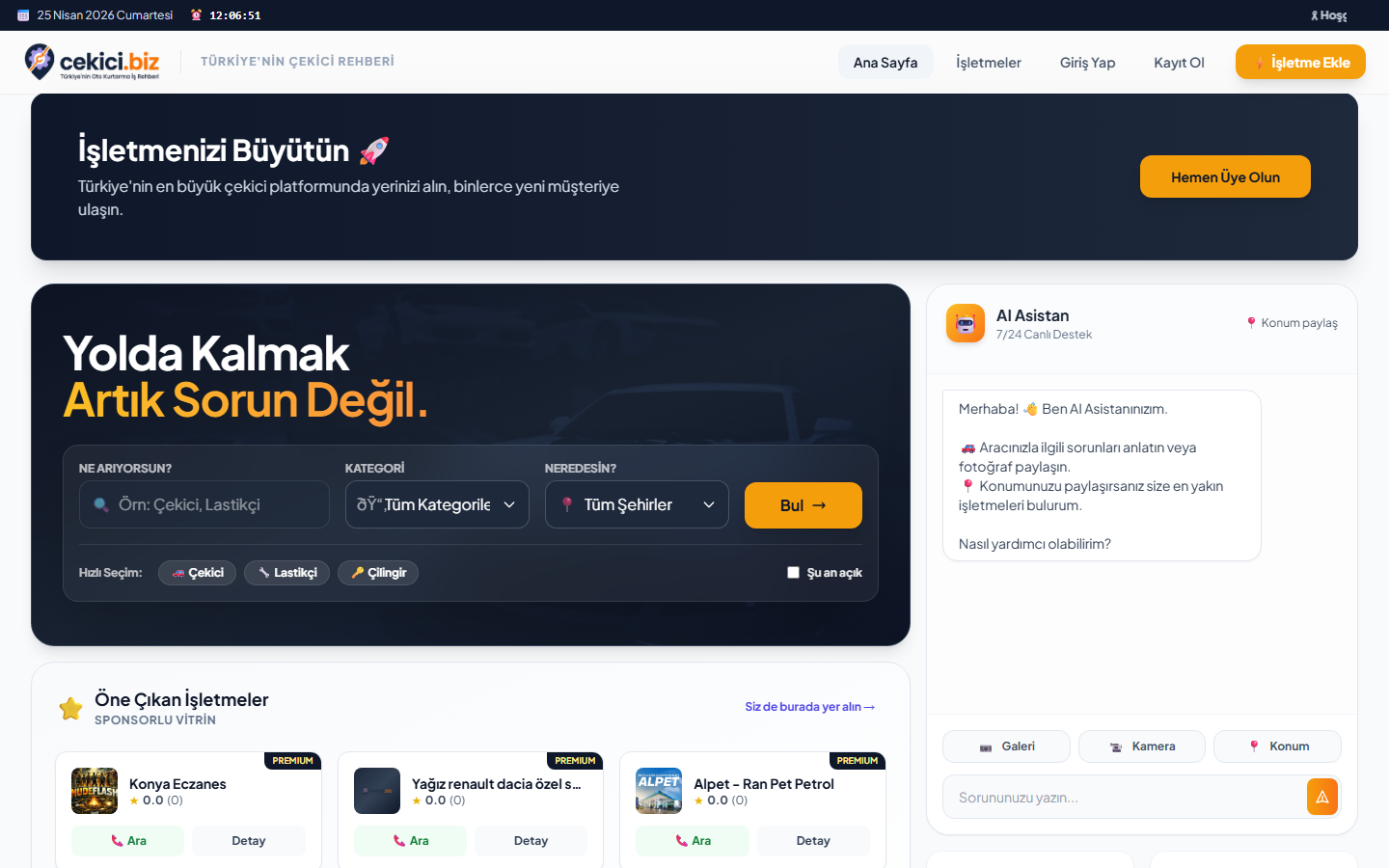 cekici.biz anasayfa ekran görüntüsü